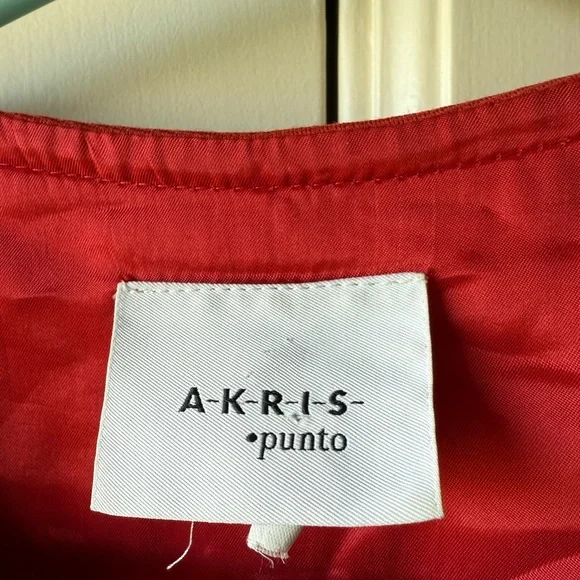 Akris Punto Crew Neck Knee-Length Red Sleeveless Belted Dress US Size 8 - Picture 7 of 12